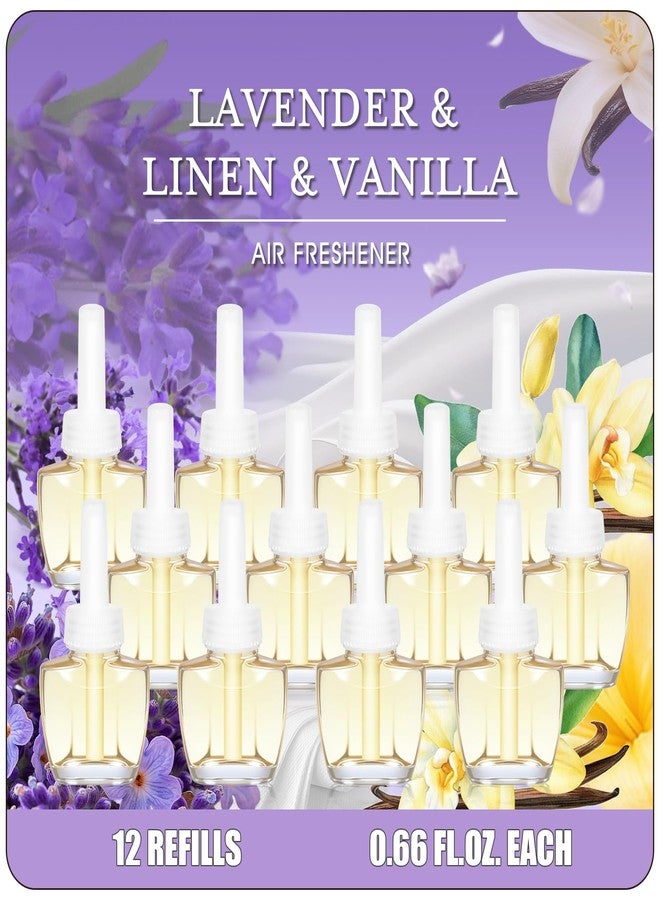 DERDUFT Plug In Air Freshener Refills, Summer Scents Lavender, Linen & Vanilla, 12 Pack (7.92 Fl Oz, Compatible with Air Wick & Glade, Scented Oil Refills for Home, Bathroom, Bedroom, Kitchen & Office - Image 1