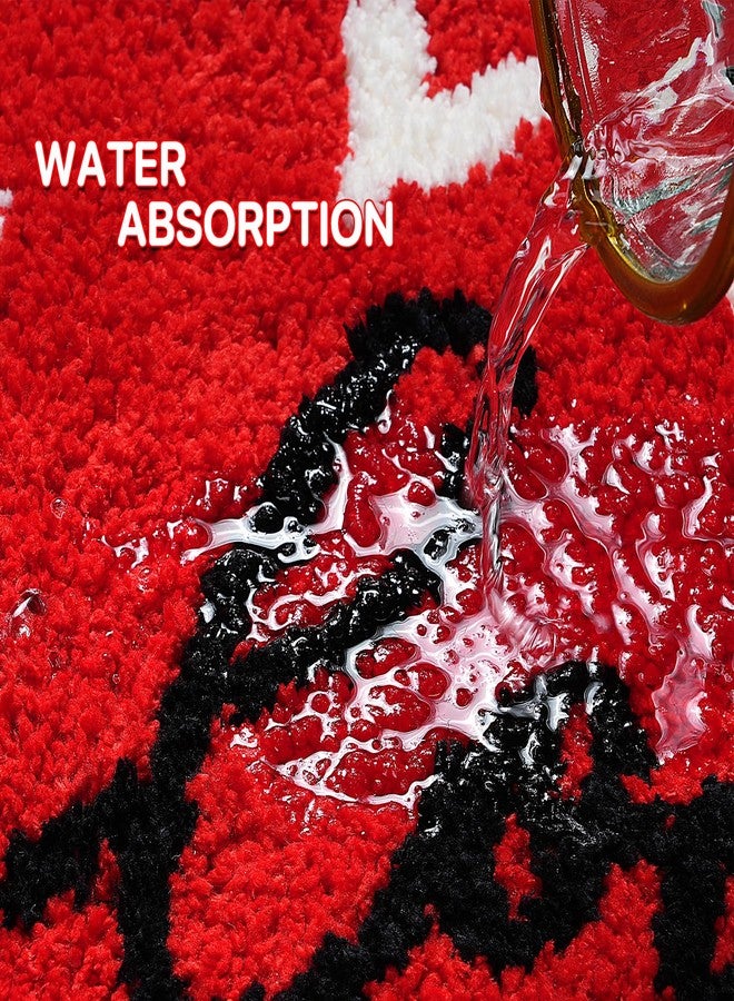 Hallswl Valentine's Day Red Bathroom Rugs,White Heart and Love Tufted Soft Absorbent Bath Rug Non Slip Washable Bathroom Mat for Valentine Home Kitchen Decor Indoor Bath Mat,20x32 Inch - Image 4