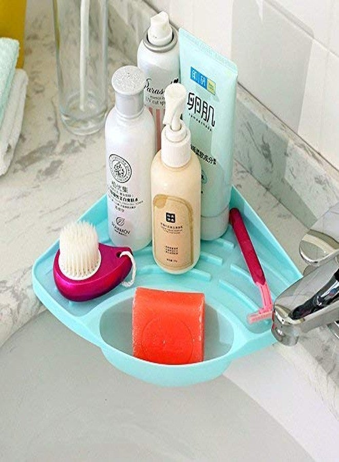 DAOME Plastic Multipurpose Kitchen Sink Wash Basin Storage Organizer Triangular Corner Tray Rack (Multicolor; Standard) (2) - Image 2