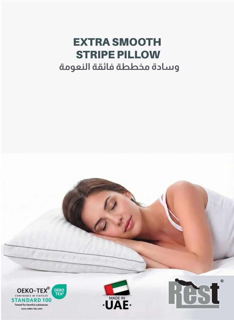 ريست مجموعة وسائد مخططة من القطيفة مقاس كينغ مكونة من 2 (50 × 86 سم / 20 بوصة × 34 بوصة) وسائد سرير للنوم، وسائد من القطيفة مجمعة للظهر أو المعدة أو الجانب، ووسائد فندقية مع حشوة بديلة للأسفل - Image 5