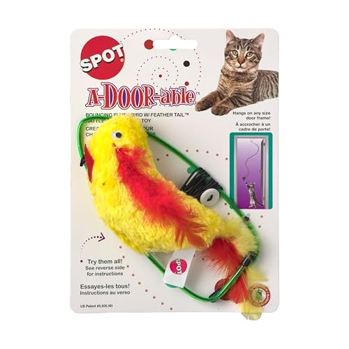 SPOT ADoorAble Plush Bird Cat Toy Rattle and Catnip Cat Toy Provides Hours of Entertainment for Your Cat Hangs on Any Size Door Frame - Image 1