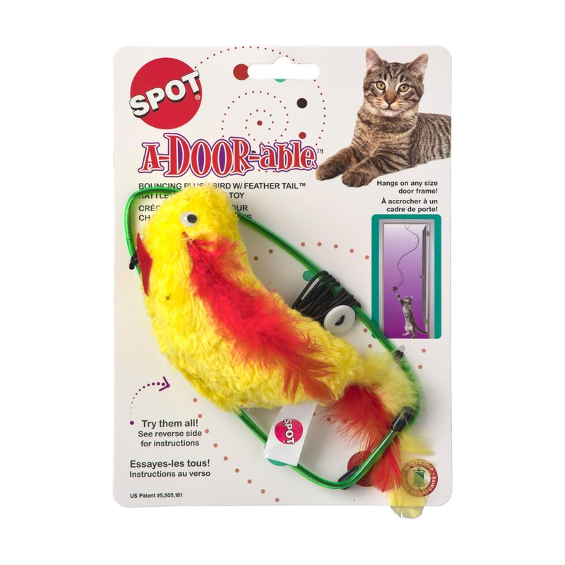 SPOT ADoorAble Plush Bird Cat Toy Rattle and Catnip Cat Toy Provides Hours of Entertainment for Your Cat Hangs on Any Size Door Frame - Image 2