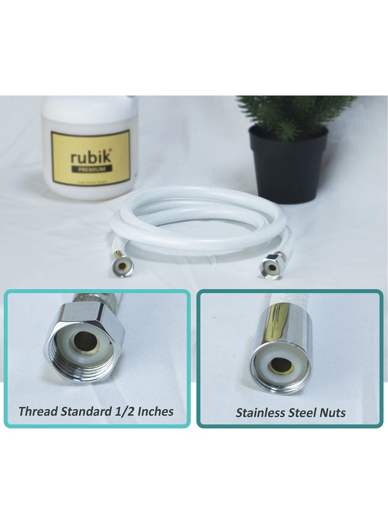 Rubik Shattaf Shower Hose Pipe with Metal connector High Pressure Anti-twist PVC Explosion-Proof Encryption Bidet Hose (2 Meter) - Image 3