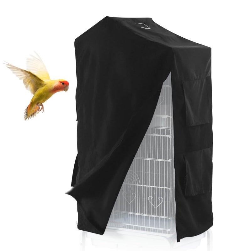 DONGKER Bird Cage CoverWaterproof Bird BlackOut Cover Breathable with Zipper SelfAdhesive Fastening for Parrot Parakeets Winter Windproofing Warmth
