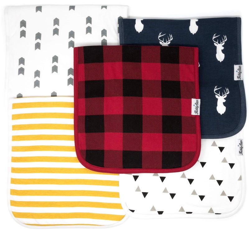 KiddyStar Premium 5-Pack Large Organic Cotton Burp Cloths â€“ 3 Layers, Ultra Soft & Absorbent Burping Towel for Newborn Babies - Image 1