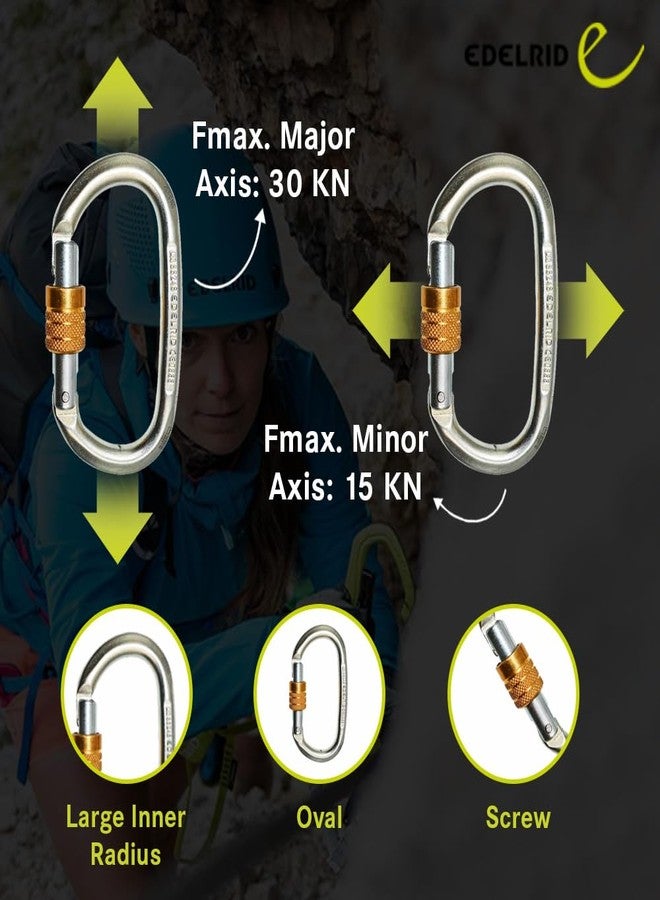 Edelrid Steel Oval Screw Locking Climbing Carabiner - Heavy Duty Steel Carabiner Hook for Permanent Anchors and Belay Chains, EN 362 Certified - Image 3