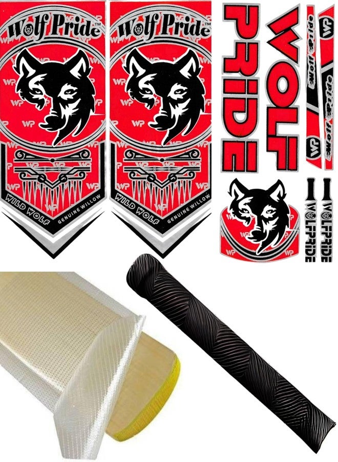 WOLF PRIDE Combo Offer (Cricket Bat Sticker with Grip and Sheet) (Red) - Image 2