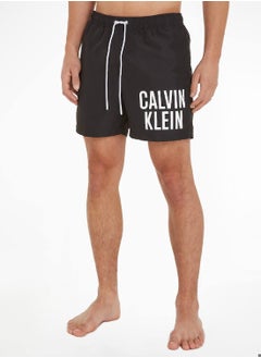 CALVIN KLEIN Calvin Klein Men's Swim Shorts - Medium Drawstring - Swimwear - Polyester , Black  - Image 1