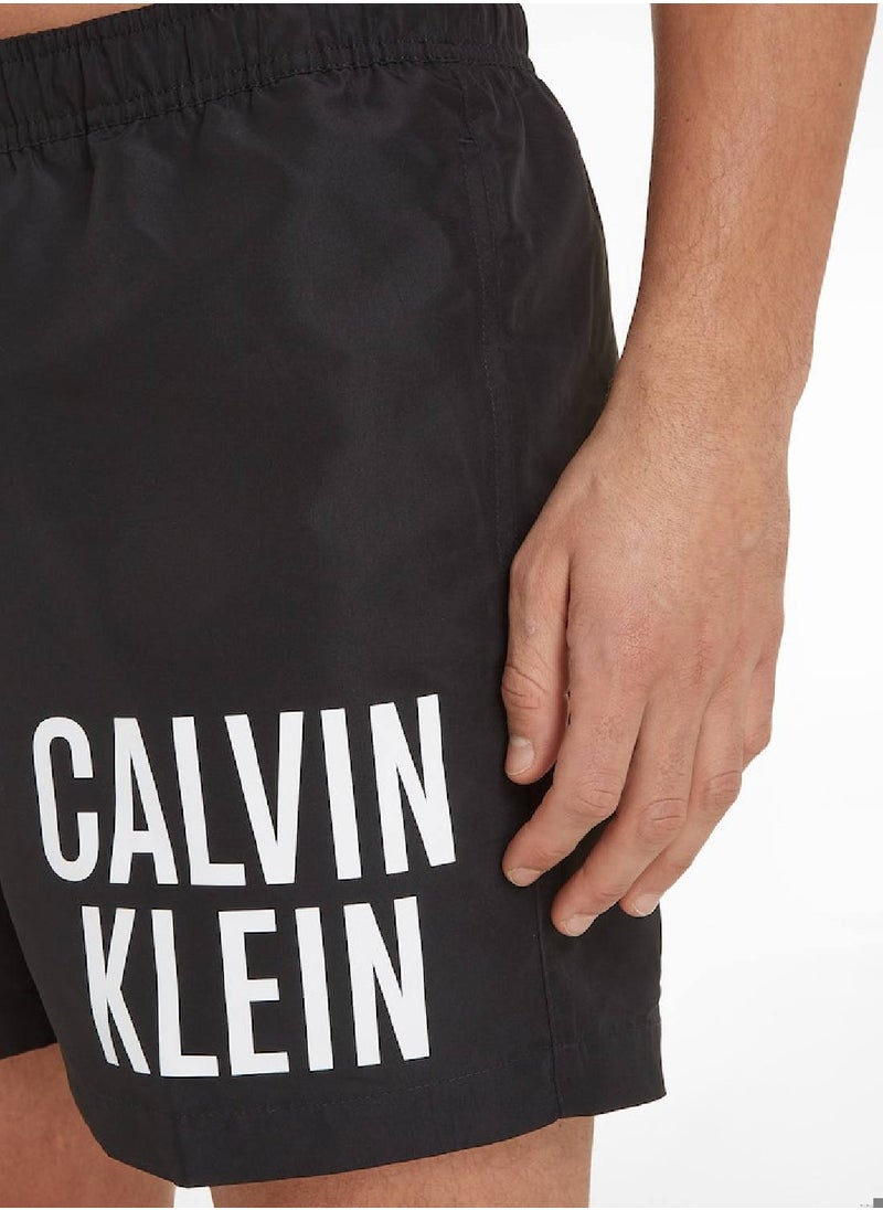 CALVIN KLEIN - Calvin Klein Men's Swim Shorts - Medium Drawstring - Swimwear - Polyester , Black - Image 1