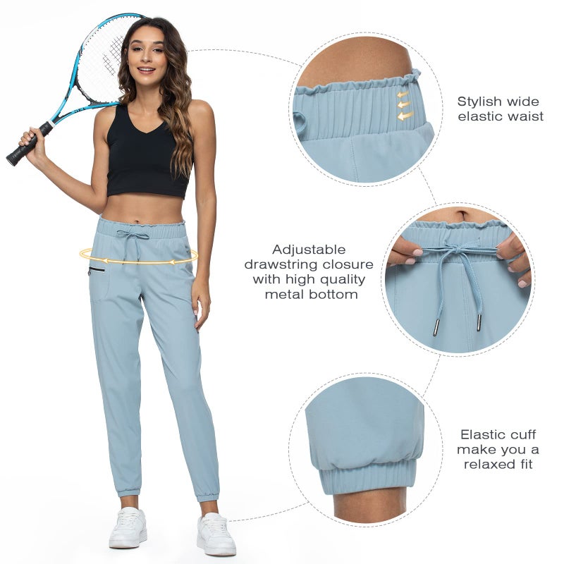 Haowind Joggers for Women with Pockets Elastic Waist Workout Sport Gym Pants Comfy Lounge Yoga Running Pants(Denim Blue M) - Image 5