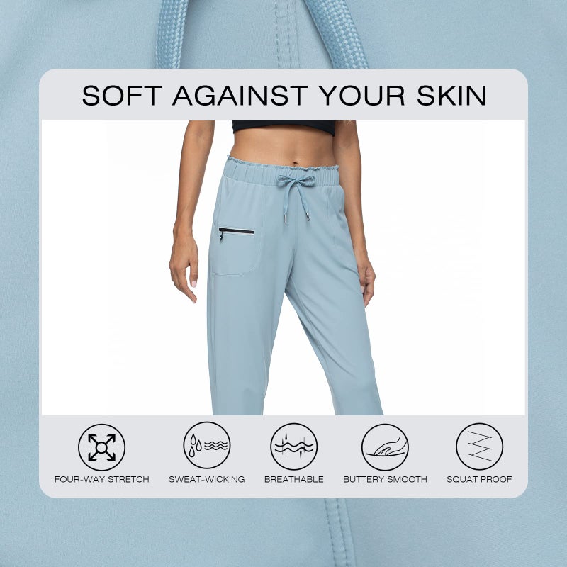 Haowind Joggers for Women with Pockets Elastic Waist Workout Sport Gym Pants Comfy Lounge Yoga Running Pants(Denim Blue M) - Image 4