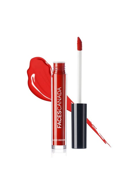 Liquid Sindoor - Red, 2.5 Ml | Highly Pigmented Rich Color | Quick Drying & Long Lasting | Velvet Matte Finish | Water-Proof | Smudge-Proof | Crease-Proof | Sponge Tip Applicator