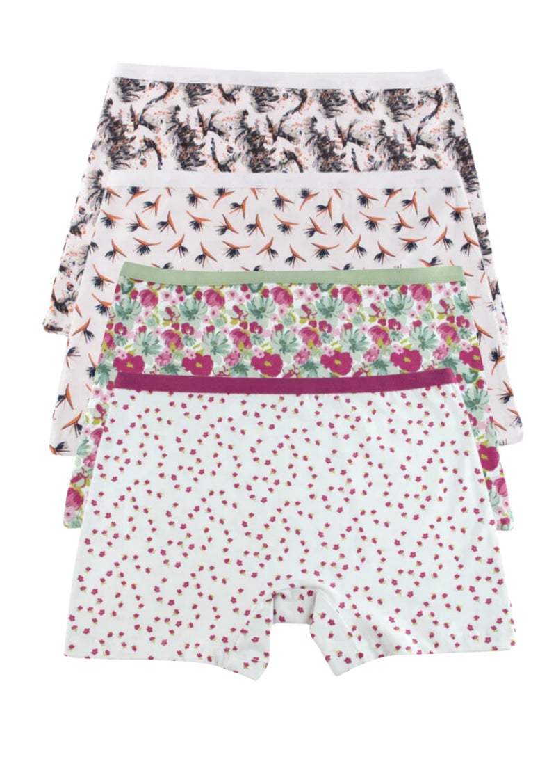 Milk Pack Of 4 Printed Cotton Hot Short Panties For Women  - Image 3