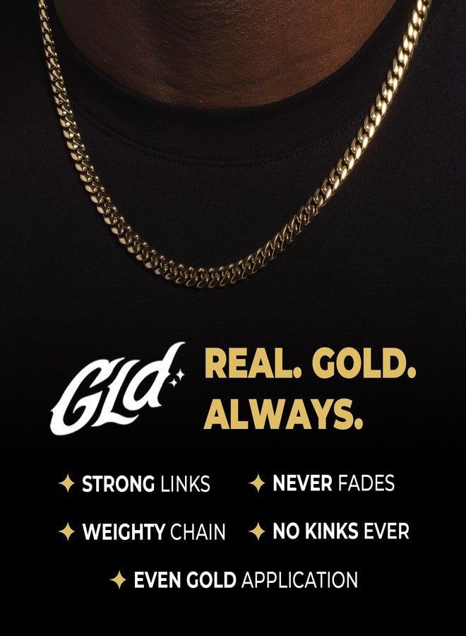 GLD سلسلة ميكرو كوبان لينك للرجال والنساء - 3 مم، 20 بوصة، سلسلة كوبان مطلية بالذهب عيار 18 قيراط مع حقيبة سفر فاخرة - مقاومة للسرقة، مقاومة للعرق، مقاومة للتلاشي - جودة مدى الحياة، مصممة في ميامي - Image 2