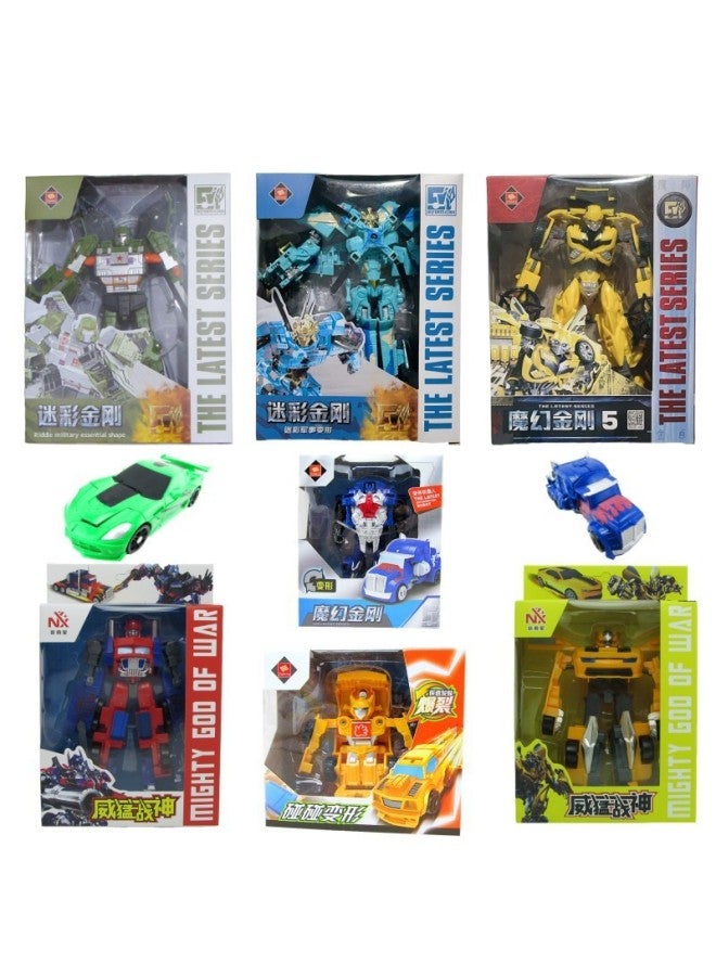 Children's Deformation Toy Super Variable King Kong 4 Optimus Prime One Column Wasp Bumper Car Robot Boy Assembled Toy-Color:8133 Optimus - Image 3