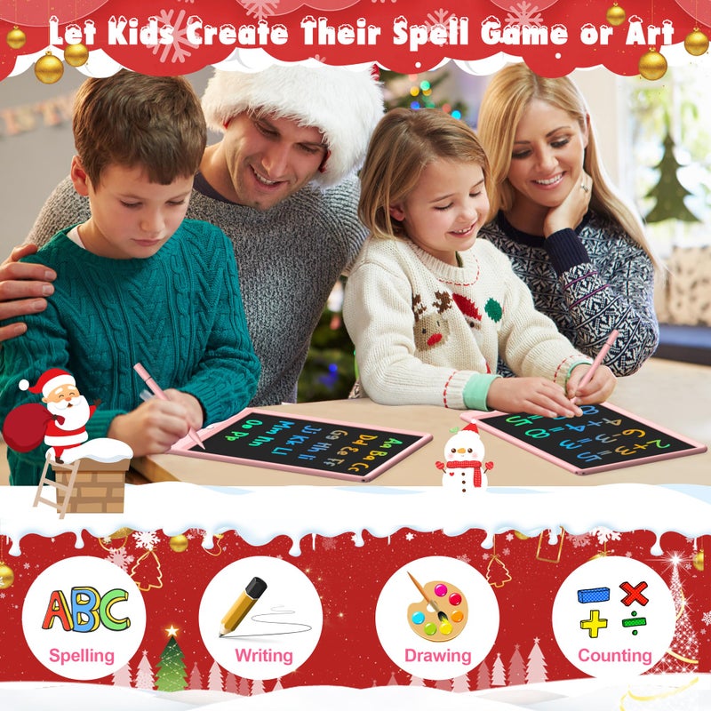 FLUESTON LCD Writing Tablet, Doodle Board Toys Gifts for 3-8 Year Old Girls Boys, 10 Inch Colorful Electronic Board Drawing Pad for Kids, Christmas Gifts for Toddler Educational Learning Travel, Pink - Image 3