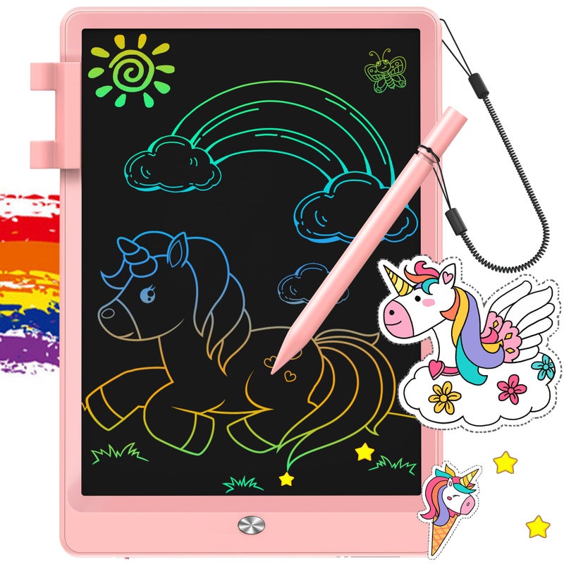 FLUESTON LCD Writing Tablet, Doodle Board Toys Gifts for 3-8 Year Old Girls Boys, 10 Inch Colorful Electronic Board Drawing Pad for Kids, Christmas Gifts for Toddler Educational Learning Travel, Pink - Image 1