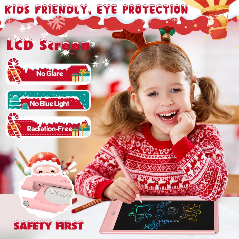 FLUESTON LCD Writing Tablet, Doodle Board Toys Gifts for 3-8 Year Old Girls Boys, 10 Inch Colorful Electronic Board Drawing Pad for Kids, Christmas Gifts for Toddler Educational Learning Travel, Pink - Image 2