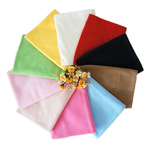 RayLineDo® 10PCS 50 * 50cm Solid Color Knitted Polar Fleece Fabric Anti Pill Fabric Patchwork Polyester Plush Fleece Cloth for DIY Sewing Handmade Dolls - Image 3