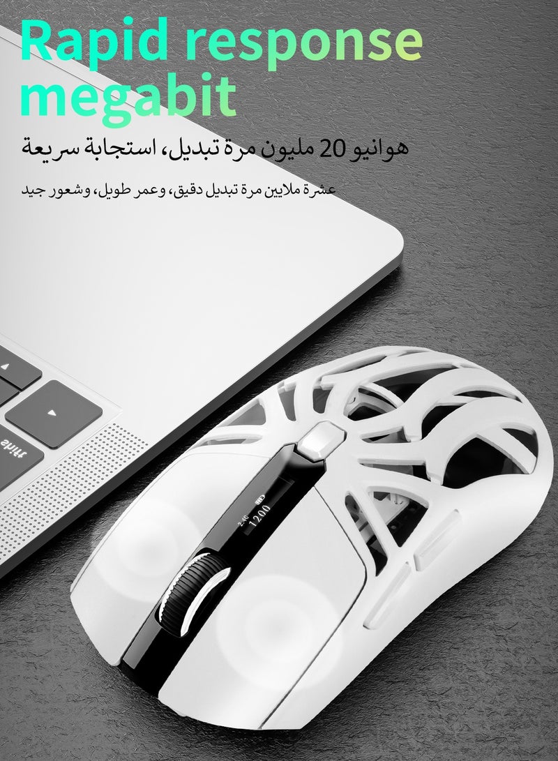 ARCHAEOPTERYX Wireless Mouse, Upgraded 2.4GHz Ergonomic Optical Mouse, Gaming mouse，10000 DPI Max, 6DPI Adjustable, 6 Buttons, Wireless Mouse for Laptop, PC, Chromebook, Notebook, 10M Wireless Connection Mouse | White  - Image 3