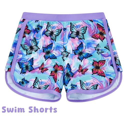 TUONROAD Girl's One Piece Swimsuit Size 5-6 Years Old Sleeveless Bathing Suit Butterflies Printed Swimwear for Hawaiian Beach Water Sports 5t 6t Girls Summer Sets Purple - Image 4