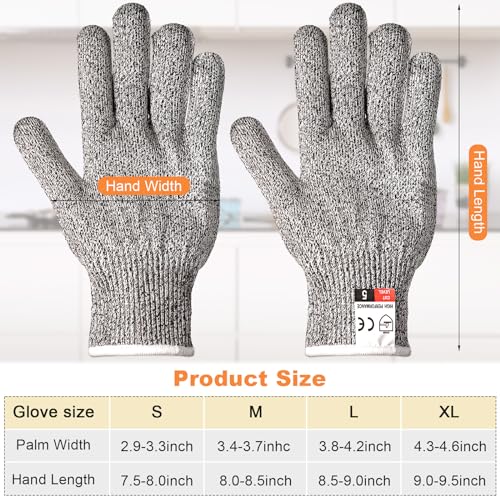 Chuarry 10 Pairs Cut Resistant Gloves Cutting Proof Gloves Level 5 Protection Kitchen Cuts Glove for Shucking Fish(Large,Gray) - Image 2