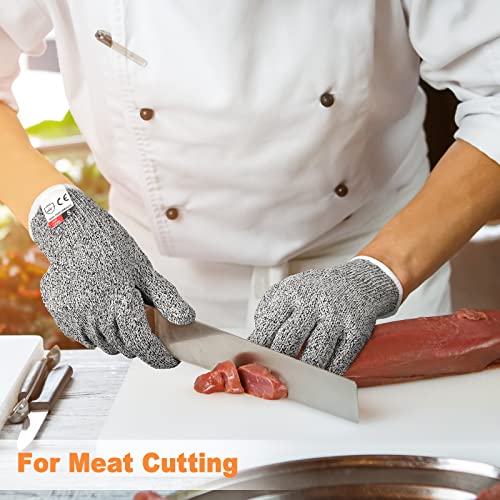 Chuarry 10 Pairs Cut Resistant Gloves Cutting Proof Gloves Level 5 Protection Kitchen Cuts Glove for Shucking Fish(Large,Gray) - Image 5