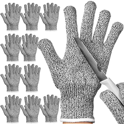 Chuarry 10 Pairs Cut Resistant Gloves Cutting Proof Gloves Level 5 Protection Kitchen Cuts Glove for Shucking Fish(Large,Gray) - Image 1