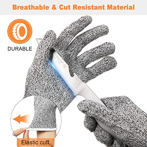 Chuarry 10 Pairs Cut Resistant Gloves Cutting Proof Gloves Level 5 Protection Kitchen Cuts Glove for Shucking Fish(Large,Gray) - Image 3