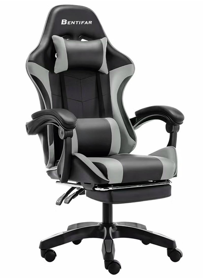 Bentifar Gaming Chair with Footrest, Adjustable Computer Chair, PC Office Chair, 360° Rotation, PU Leather, High Backrest, Lumbar Support, Comfortable Armrests, Headrest  - Image 1