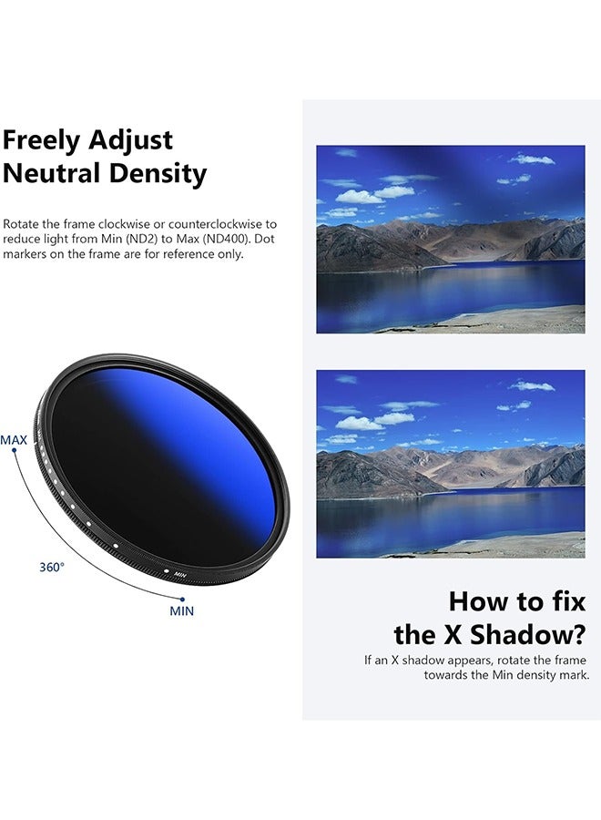 NEEWER Variable ND Filter 52 mm ND2-ND400 (1-9 Stops), Neutral Density Filter, Multi-Layer Coating, Water and Scratch Resistant - Image 5
