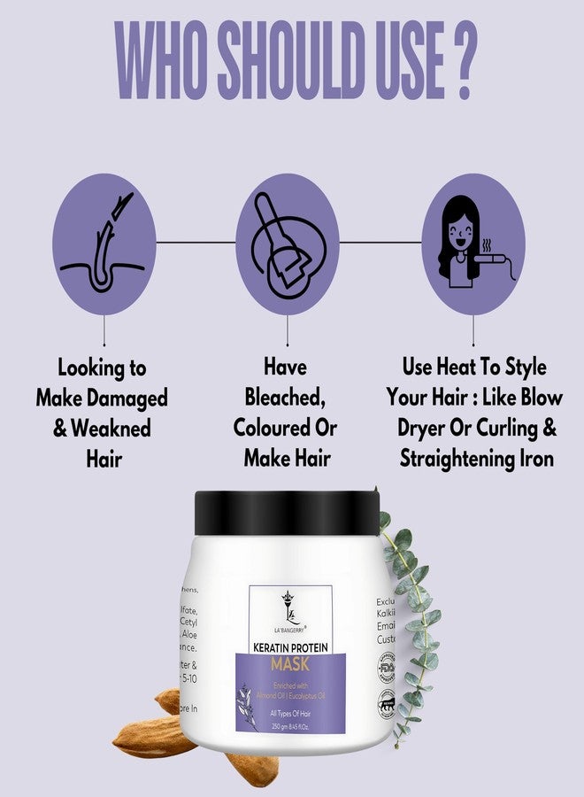 LA'BANGERRY Hair Fall Control Keratin Protein Hair Mask with Pea Protein & Caffeine for Stronger Reduces Strengthens Hair Fall | Enriched with Shine Tonic | 250 GM - Image 3