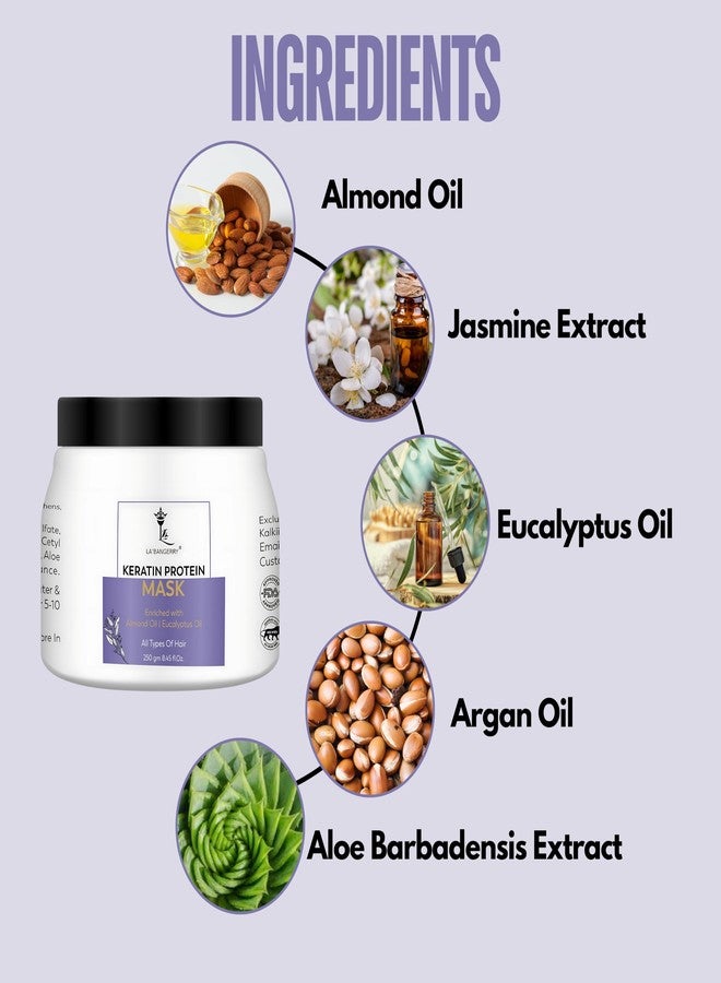 LA'BANGERRY Hair Fall Control Keratin Protein Hair Mask with Pea Protein & Caffeine for Stronger Reduces Strengthens Hair Fall | Enriched with Shine Tonic | 250 GM - Image 2