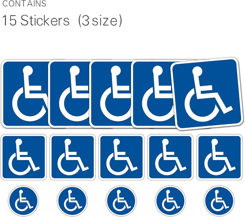LEMBANG 15PCS Disabled Wheelchair Symbol Handicap Accessible Sticker for Wheelchair Person - Image 3