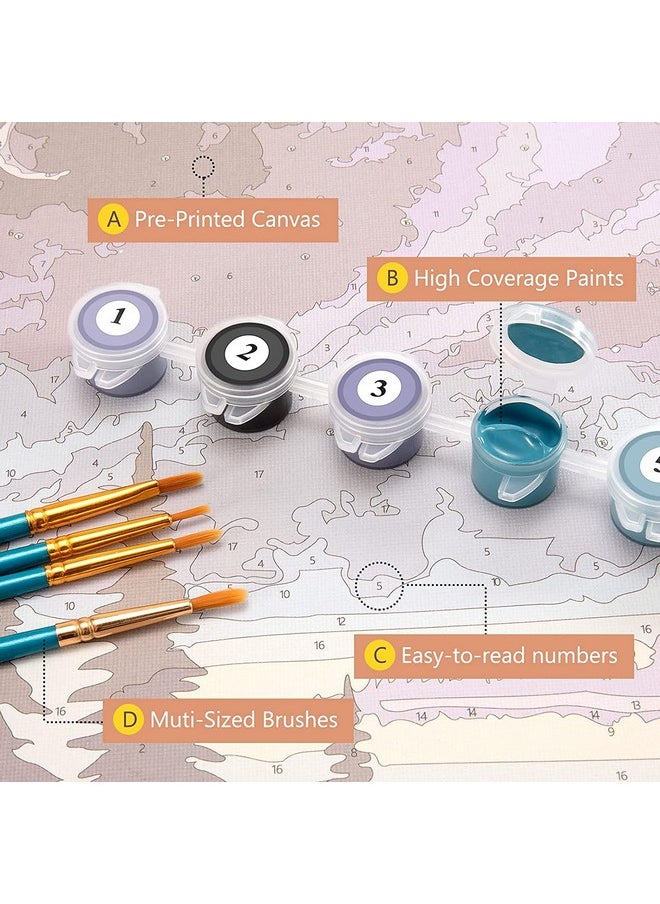 Magicfly 3 Pack Paint By Number For Adults Beginner Moon Lake Landscape Diy Painting By Number Kit Easy Acrylic Paint By Numbers On Canvas 9X12 Inch Include 10 Multi Sized Brushes  - Image 4