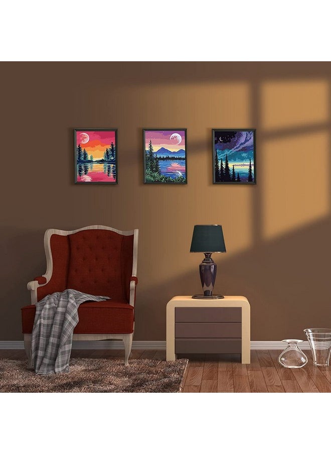 Magicfly 3 Pack Paint By Number For Adults Beginner Moon Lake Landscape Diy Painting By Number Kit Easy Acrylic Paint By Numbers On Canvas 9X12 Inch Include 10 Multi Sized Brushes  - Image 5