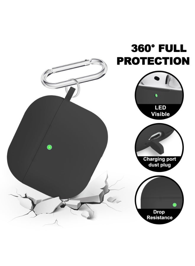 أنيوغرو متوافق مع غطاء حافظة AirPods 4 2024 مع مجموعة أدوات التنظيف، حافظة واقية من السيليكون الناعم لحافظة Apple AirPods من الجيل الرابع للسفر أو التنقل اليومي، ملحقات مع سلسلة مفاتيح - أسود - Image 2