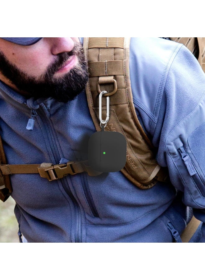 أنيوغرو متوافق مع غطاء حافظة AirPods 4 2024 مع مجموعة أدوات التنظيف، حافظة واقية من السيليكون الناعم لحافظة Apple AirPods من الجيل الرابع للسفر أو التنقل اليومي، ملحقات مع سلسلة مفاتيح - أسود - Image 4