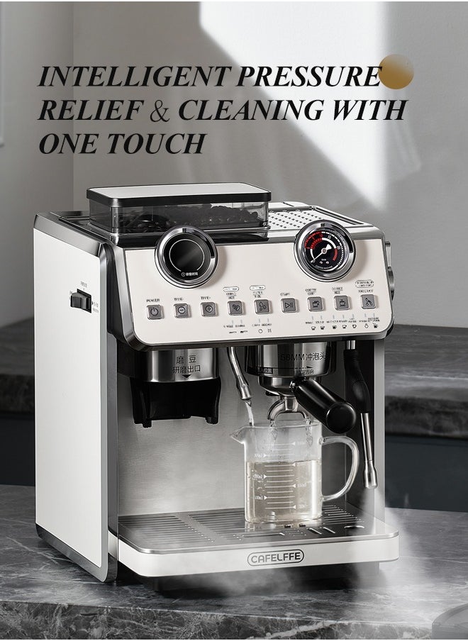 Cafelffe - Barista Espresso Machine With Double Boilers And Double Pumps Household And Commercial Dual Use Espresso Coffee Maker With Grinder All-In-One 2.5L White - Image 1