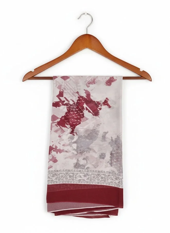 عبايات لمحة طرحة شيفون مطبوعة – رمادي بعنابي فخم