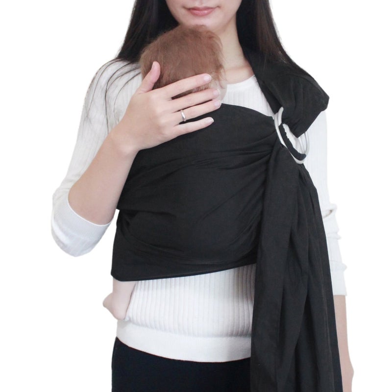 Vlokup Ring Sling Baby Carrier, Soft Cotton Baby Sling Carrier Newborn to Toddler, Baby Wrap Carrier for Plus Size Parents, Perfect Shower Gift, Black - Image 5