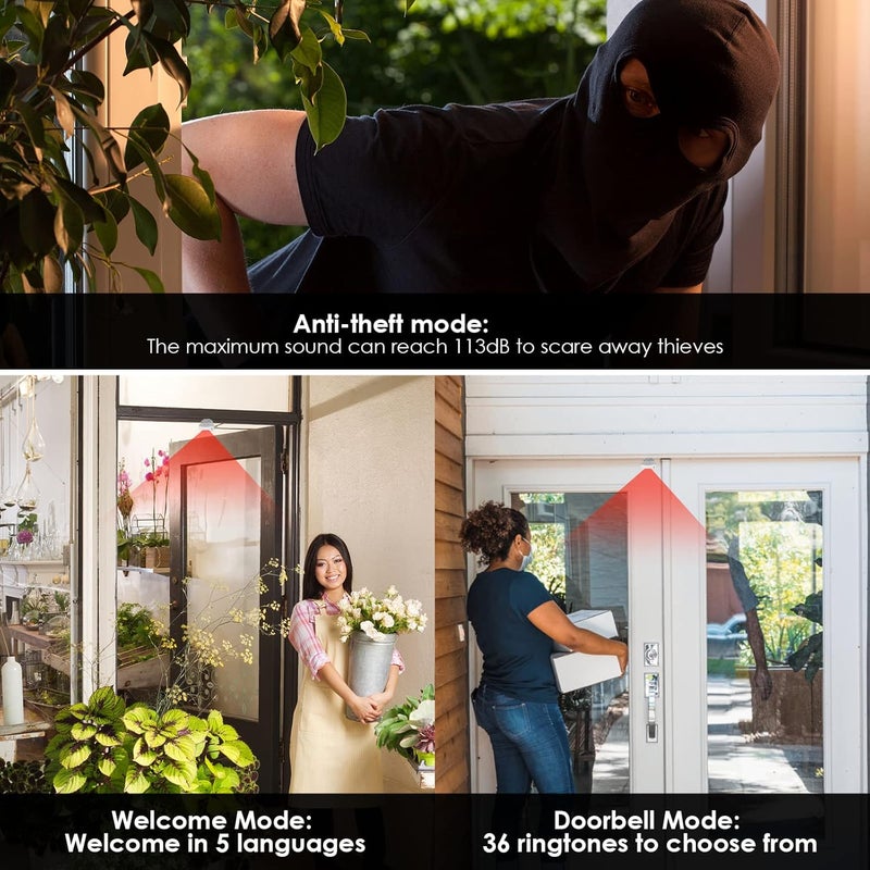 Greencycle Motion Sensor Doorbell, Door Chime for Business When Entering, Store Door Entry Bell, Commercial Door Entry Alert, Motion Sensor Detect Alarm, Caregiver Reminder for Elderly, Visitor Bell - Image 2