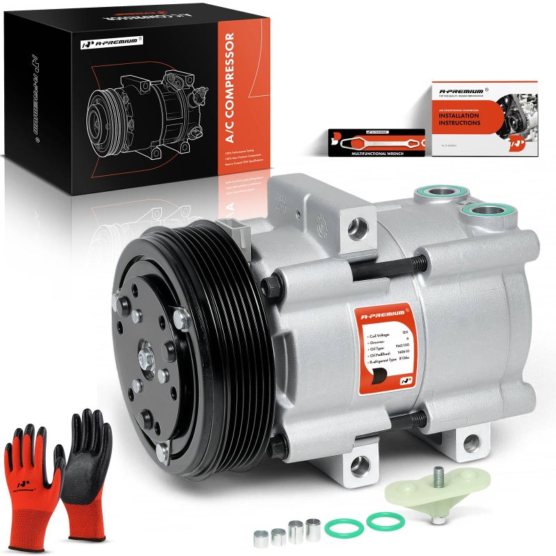 A-Premium APremium Air Conditioner AC Compressor with Clutch Compatible with Ford F150 20022003 F250 F350 F450 F550 Super Duty 46L 54L 68L
