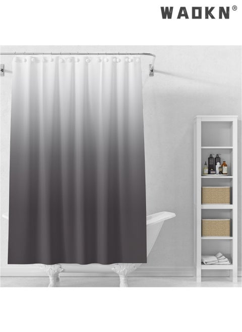 Luxury Shower Curtain - Ultra Waterproof & Durable, Mildew & Stain Resistant, Elegant Black and White Square Pattern Design, Perfect Fit for Modern Bathrooms(Grey gradient, 71x71Inch/180x180cm)