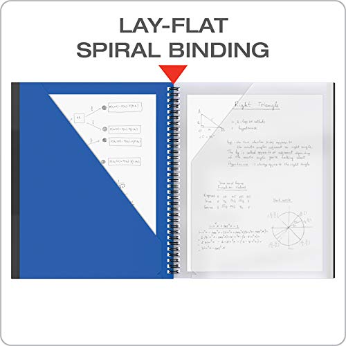 Oxford 10 Pocket Folder, Plastic Spiral Portfolio, for School and Office, Multi-Pocket Organizer, Anti-Tear Edges, 8 Clear Pockets, 2 Diagonal Interior Pockets, Letter Size, Blue (89331) - Image 4