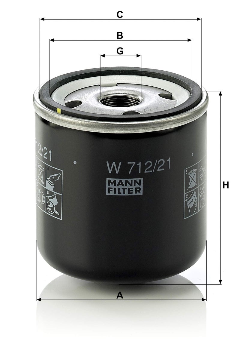 MANN FILTER فلتر زيت ماني - W 712/21 - سيارات + ناقلات - Image 2