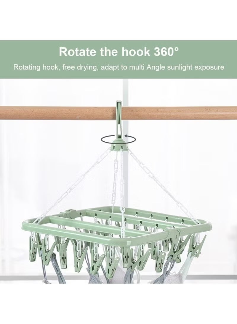 Hoasis Sock Airer with 32 Clips, Folding Rotary Clothes Hanger for Indoor and Outdoor Use, Space-Saving Laundry Drying Rack for Socks, Underwear, Baby Clothes and Small Items - Image 4