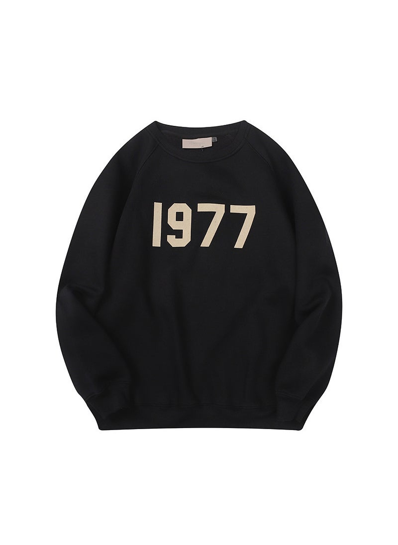 Generic - Essentials Oversize round Neck Fleece Lined Hoodie American Style High Street Trendy Brand INS Mens FOG Casual Long Sleeve Cotton Sweatshirt Grey - Image 1
