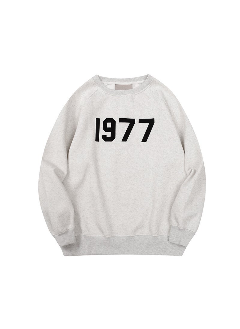 Generic - Essentials Oversize round Neck Fleece Lined Hoodie American Style High Street Trendy Brand INS Mens FOG Casual Long Sleeve Cotton Sweatshirt Grey - Image 1
