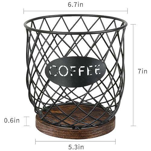 YINMIT K Cup Holder Organizer, Sturdy Coffee Pod Holder Organizer, 35 Kcup Large Capacity Storage Basket for Kitchen Counter and Office Desktop (Circular Grid) - Image 4